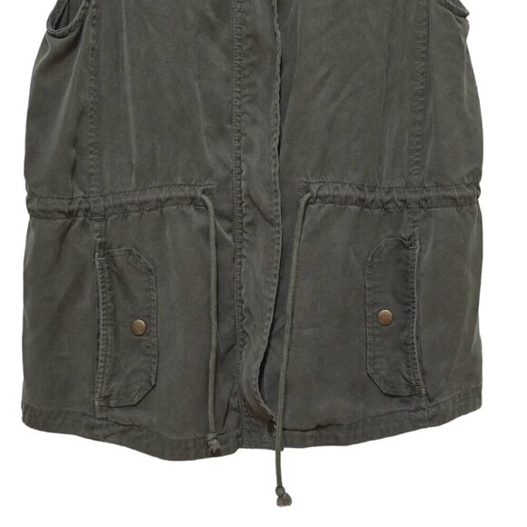 Lucky Brand Olive Sleeveless Cinched Waist Gorpcore Utility Vest Sz S - Picture 2 of 10